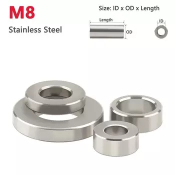 GooBetter Круглые нерезьбовые втулки из нержавеющей стали M8