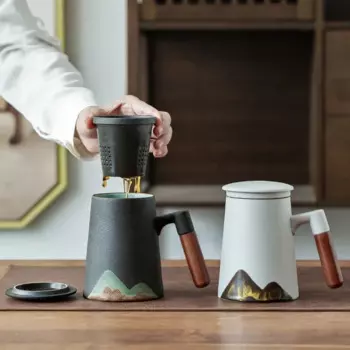 Горный дизайн керамические чайные кружки с фильтром керамическая кофейная чашка китайская чайная чашка 400 мл