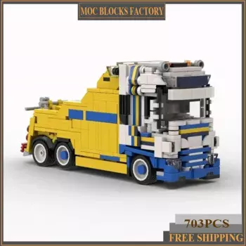 Городская спасательная модель автомобиля Moc, строительные блоки Daf XF, восстанавливающий грузовик, технология, модульные блоки, подарки, рождественские игрушки, Наборы «сделай сам» в сборе