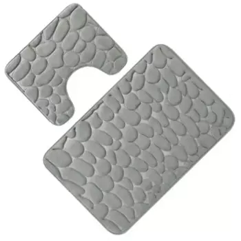 Горячая Распродажа ковер с тиснением из булыжника, набор из 2 предметов, абсорбирующий нескользящий коврик, напольный коврик, коврик для туалета и ванной