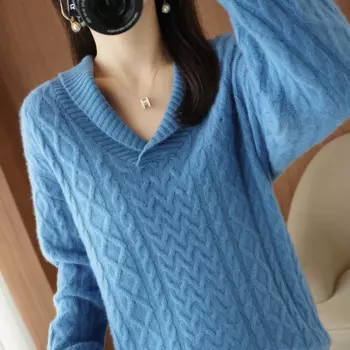 Горячая Распродажа, новинка сезона осень-зима 2022, утепленный пуловер для женщин, 100% искусственное пальто, топы, женский свободный вязаный джемпер большого размера