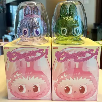 Горячая слепая коробка Labubu The Monsters Cheers, двухслойная стеклянная чашка, милая чашка для воды, украшение ручной работы, модель-сюрприз, подарок