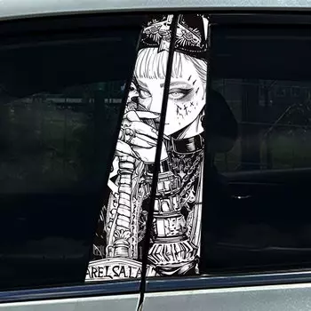 Готическая сестра, тьма, череп, скелет, автомобиль, наклейка на стойку B, водостойкая центральная колонна, чехол, царапины, солнцезащитный крем, автомобильные аксессуары