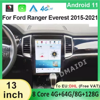 GPS-навигатор Qualcomm Android 11 с вертикальным экраном для Ford Ranger Everest 2014-2021Car Multimidia, видеоплеер, беспроводной Carplay