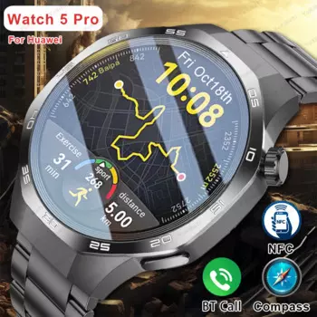 GPS NFC GT5 Pro Max для HUAWEI Смарт-часы для мужчин 360*360 AMOLED Экран сердечного ритма Bluetooth Вызов Водонепроницаемые мужские умные часы 2024
