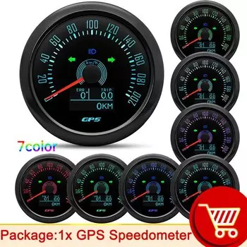 GPS-Спидометр с антенной, 85 мм, 9-32 В, 7 цветов