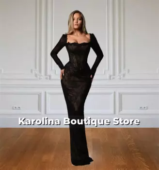 Изящное арабское черное кружевное платье для выпускного вечера 2025 года с длинными рукавами, мексиканское свадебное платье русалки, сексуальное вечернее платье по индивидуальному заказу