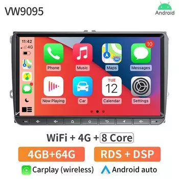 GRANDnavi 2din Android13 для Volkswagen VW Polo Jetta Skoda Octavia 2 Golf 5 7 Touran Автомобильный радиоприемник Мультимедийный плеер GPS-навигация