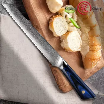 Grandsharp кухонный хлебный нож 8 дюймов зубчатый нож для хлеба дамасский Сталь нож для выпечки тостов демпфер для выпечки ножи