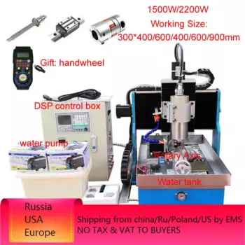 Гравировальный станок с ЧПУ 6040, 4 оси, 2200 Вт, деревообрабатывающий маршрутизатор 6090, линейная направляющая, рельсовая Резьба По Металлу, печатная плата, фрезерный станок, DSP, автономное управление