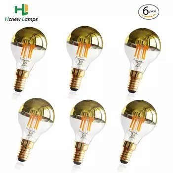 Grensk 6pcs Зеркальные золотые ретро светодиодные лампы E14 E12 G45 4Вт 2700K