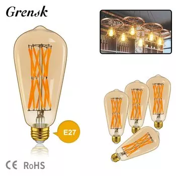 Grensk ST64 Ретро светодиодная лампа E27 16Вт тёплый свет