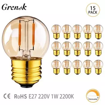 Гренск светодиодные лампы G40, 1 Вт, 2200К, 15 шт.