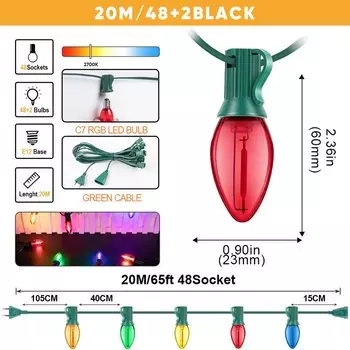 Grensk светодиодные винтажные разноцветные гирлянды-свечи C7