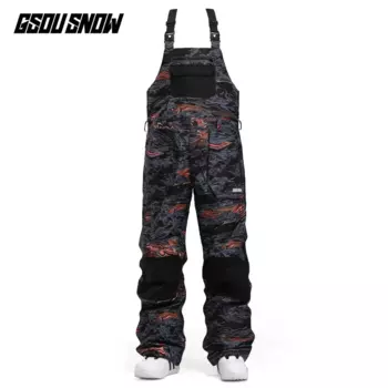 GsouSnow-водонепроницаемый Зимний костюм для мужчин, ветрозащитные лыжные брюки, дышащий костюм, цельный костюм с защитой талии и пряничными брюками