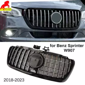 GT стиль передний бампер решетка гриль для Mercedes Benz Sprinter W907 2018-2023 Гонки Грили ABS черный серебристый ABS автостайлинг