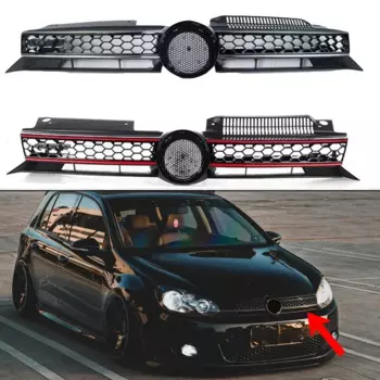 Центральная решетка переднего бампера автомобиля в стиле GTI для Volkswagen Golf 6 MK6 GTI 2009-2013, сотовая сетка, верхняя решетка, передние гоночные решетки