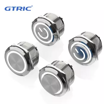 Переключатель GTRIC металлический кнопочный 22 мм 12/24/220В