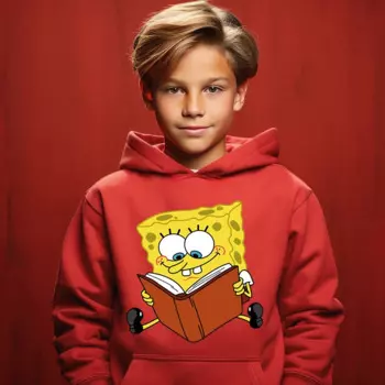 Губка Боб квадратные штаны Детская толстовка с принтом красный топ плюс бархатная толстовка для мальчиков и девочек