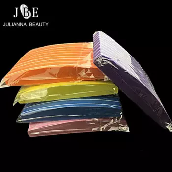 Губка для ногтей, 50 шт./лот, разные цвета, изогнутая пилка для ногтей, моющаяся двухсторонняя пилочка для ногтей 100/180, УФ-гель для лака