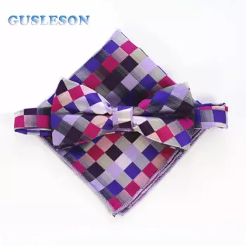 GUSLESON модный мужской галстук-бабочка и Hanky набор мужской галстук-бабочка носовой платок набор для свадьбы винтажный клетчатый Карманный квадратный галстук