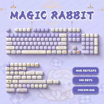 GX87 волшебный кролик тематические колпачки клавиши MOG высота 138 клавиши PBT краситель-Sub колпачки для Hi75 Lucky65 Hi8 RAINY75 GMK67 механическая клавиатура