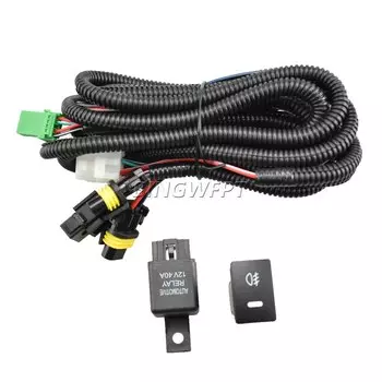 H11 881 H9 Противотуманные фары, жгут проводов, разъем провода с реле 12 В, 40 А и комплектами переключателей включения/выключения, подходит для светодиодов для Toyota