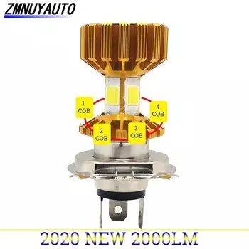 H4 H6 BA20D мотоциклетная фара, светодиодная лампа, 4 стороны, чип COB, 2000 лм, супер яркий, 6000 К, 12 Вт, аксессуары для мотоциклетных фар, скутера