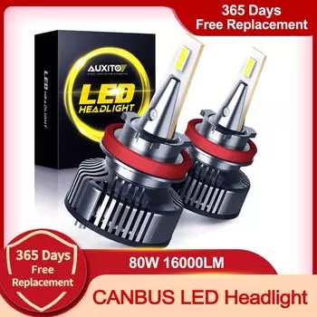 H4 LED H11 H8 9005 9006 HB3 9003 9012 H7 Светодиодная лампа для фар Canbus Автомобильные фары 16000LM 80W 6500K 12V 24V Авто лампа без шума радио