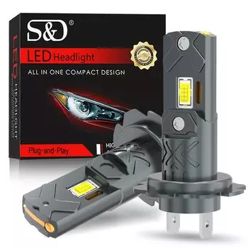 H7 LED Canbus Light Мини-налобный фонарь Размер 1:1, беспроводной H7, автомобильные светодиодные фары, без ошибок, 6000K, белый, 12 В