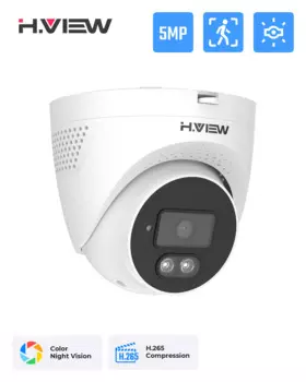 H.View 5MP Ip-камера Poe Ai Обнаружение лиц Камеры видеонаблюдения Купольные водонепроницаемые аудио-видео наблюдения для системы Nvr Onvif