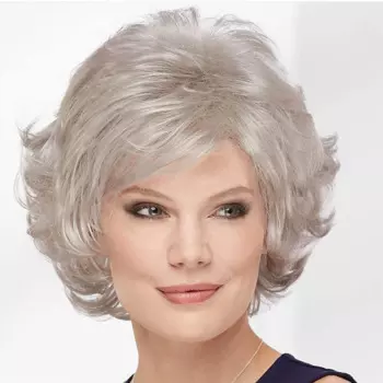 HAIRJOY, короткий серебристо-серый парик для женщин, синтетические волосы, парики с челкой, естественная кудрявая прическа