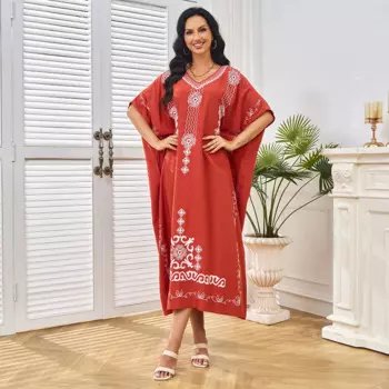 Халат Пляжная толстовка с капюшоном Хлопковый праздничный халат с вышивкой Простое повседневное платье с короткими рукавами