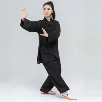 Халат в китайском стиле для медитации Taoist, хлопковый льняной тренировочный костюм Тай Чи, костюм для Тай Цзи, дышащая одежда для представлений