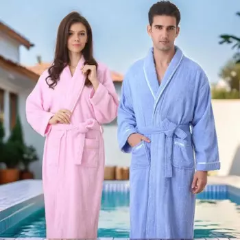 Халат вафельный женский из 100% хлопка, банный халат с впитывающим влагу халатом в стиле унисекс, однотонный халат для отелей