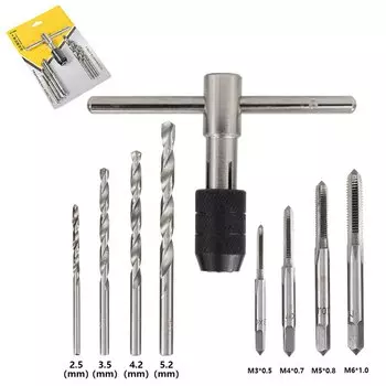 Hampton букет невесты 6 штук в партии, 9 шт. метрической резьбы крана для шлица «звездочка» Набор торцевых гаечных ключей Регулируемый Т-образная ручка, дюймовый стандарт гаечный ключ M3-M12 Метчик сверла T Тип нажмите калибрующий расширитель