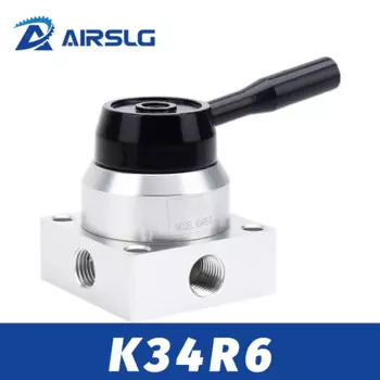 Ручной клапан, пневматический реверсивный клапан K34R6-08D/L, трехпозиционный, четырехпозиционный, регулирующий клапан вентиляции, ручное управление включением/выключением цилиндра