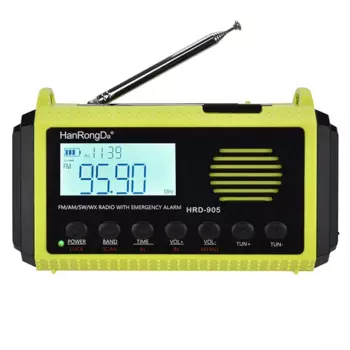 Hanrongda Hrd-905 Fm многодиапазонное радио, портативное зарядное устройство с поддержкой солнечной энергии, портативное радио с сигнализацией Sos