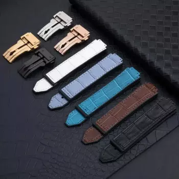 HAODEE 20x13 мм 18 мм Пряжка мягкий бамбуковый кожаный резиновый ремешок для часов подходит для Hublot ремешок кварцевый фьюжн Женские часы складной ремешок