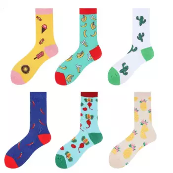 Харадзюку стиль Мужские носки повседневные хлопковые Фрукты Ананас, банан счастливые носки забавные креативные перец кактус Calcetines Hombre