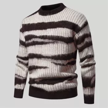 Harajuku Slim Fit свитер мужские лоскутные кофейно-черные свитера зимняя мода повседневный свитер вязаный джемпер