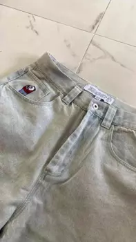 Harajuku y2k большие джинсы для мальчиков в стиле хип-хоп, мешковатые джинсы с мультяшной вышивкой, мужские и женские винтажные уличные брюки с высокой талией, широкие брюки