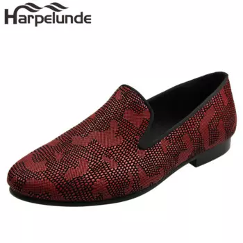 Harpelunde Кожаные мужские модельные туфли без шнуровки Змеиные лоферы Paisly