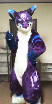 Хаски лисы средней длины мех все-в-одном талисман костюм Ходьба Хэллоуин костюм косплей пушистый сценический костюм