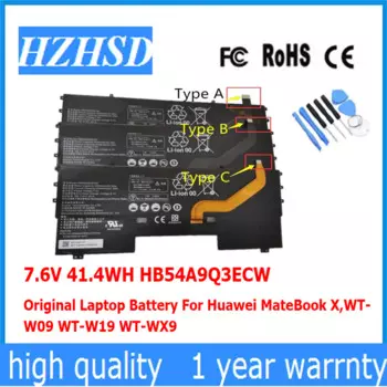 HB54A9Q3ECW 7,6 V 41.4WH Оригинальная батарея для ноутбука Huawei MateBook X, стандартная фотография