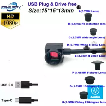 HD 1080P USB-камера малой мощности 15*15 мм, микроразмер типа C, USB-веб-камера, сборка микрофона, камера видеонаблюдения OTG, микрокамера для ПК, ноутбука, Android