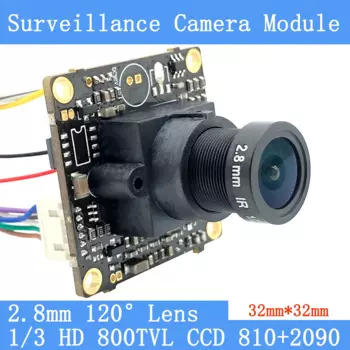 HD 32*32 мм камера видеонаблюдения 800TVL 1/3 Effio CCD 810 + 2090 модуль камеры видеонаблюдения, объектив 3MP + 2,8 мм 120 градусов + BNC/OSDCable