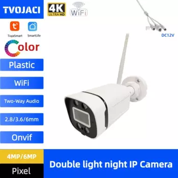 HD 4MP 6MP 1080 Wi-Fi ONVIF Беспроводная наружная камера наблюдения Двустороннее аудио AI Обнаружение человека Цветной двойной свет Tuya H.264