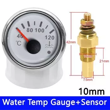 HD 52 мм Универсальный автомобильный датчик температуры воды на лодке с датчиками температуры охлаждающей жидкости, измеритель температуры, красная подсветка с сигнализацией 12 В/24 В