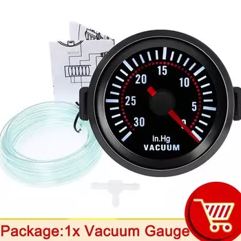 HD 52 мм Универсальный дымовой вакуумметр 0-30 дюймов рт.ст. вакуумметр светодиодный измеритель давления воздуха автомобиля для бензинового гоночного автомобиля 12 В